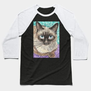 Sadie Bear Siamese  cat watercolor painting Baseball T-Shirt